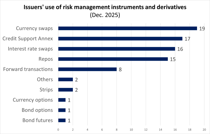 Issuers' use of risk management instruments and derivatives as of December 2025